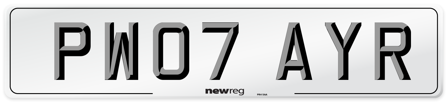 PW07 AYR Number Plate from New Reg
